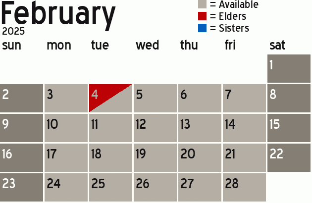 Missionary Dinner Calendar