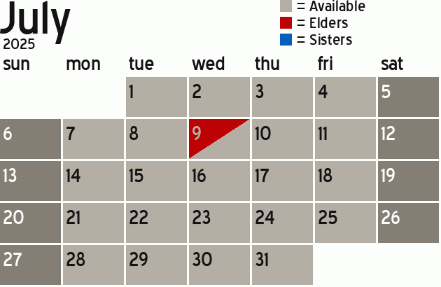 Missionary Dinner Calendar