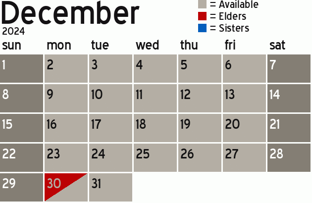 Missionary Dinner Calendar